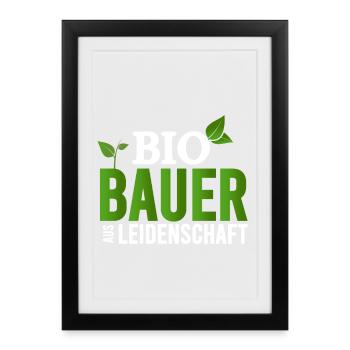 Bio Bauer Leidenschaft Logo - Gerahmtes Poster (27 × 37 cm) - Schwarz - Vorne