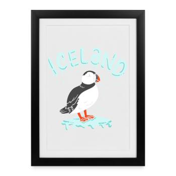 Iceland Puffins - Framed poster (27 × 37 cm) - black - Front
