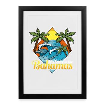 Bahamas 70's 80's Holiday Retro Surfer Style - Framed poster (27 × 37 cm) - black - Front