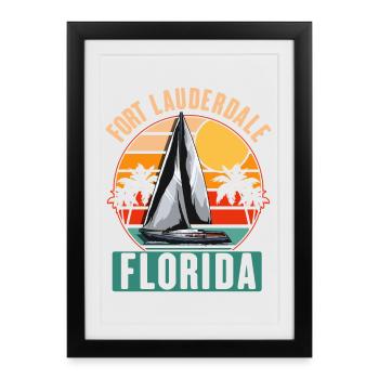 Fort Lauderdale Floride voilier - Affiche encadrée (27 × 37 cm) - noir - Devant