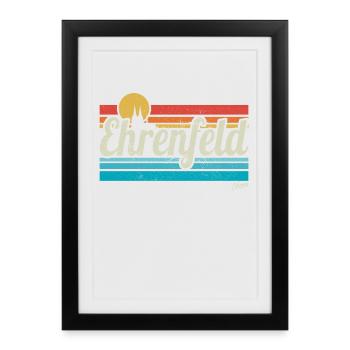 Ehrenfeld Veedel Cologne Quartier Retro Vintage Surfeurs - Affiche encadrée (27 × 37 cm) - noir - Devant