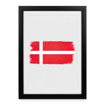 Drapeau danois dans le coup de pinceau - Affiche encadrée (27 × 37 cm) - noir - Devant