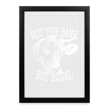 Végétalien pas le même mais amoureux des animaux végétariens égaux - Affiche encadrée (27 × 37 cm) - noir - Devant