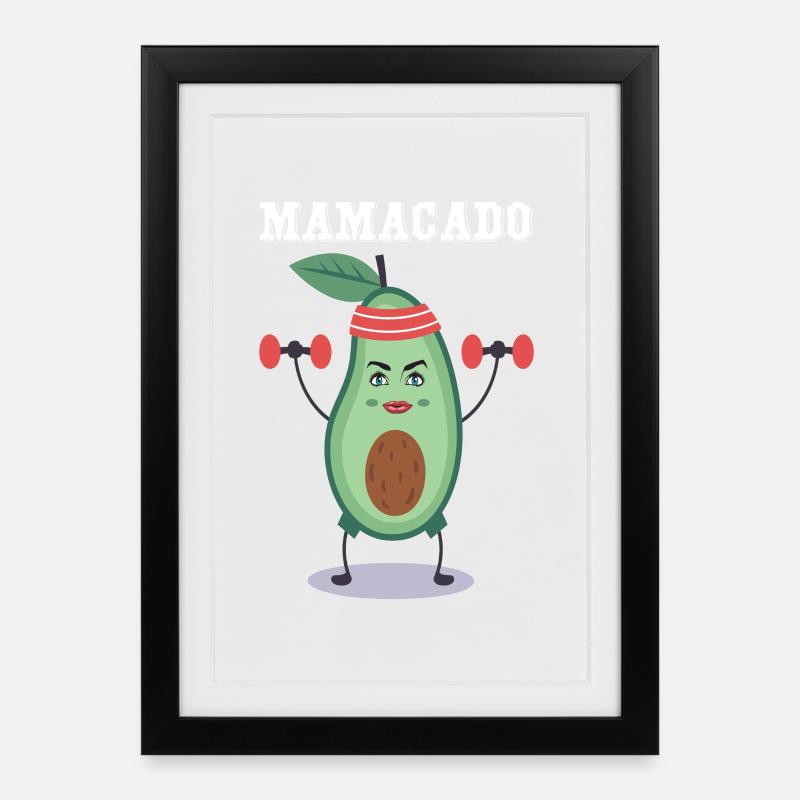 Mamacado - Avocado Geschenk - Gerahmtes Poster (27 × 37 cm) - Schwarz