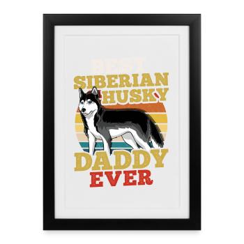 Husky de Sibérie Rétro - Affiche encadrée (27 × 37 cm) - noir - Devant