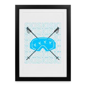 Ski ski lunettes ski - Affiche encadrée (27 × 37 cm) - noir - Devant