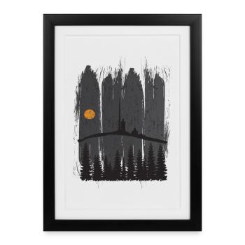 Montagnes du Harz - Cadeau de randonnée du Harz Brocken - Affiche encadrée (27 × 37 cm) - noir - Devant
