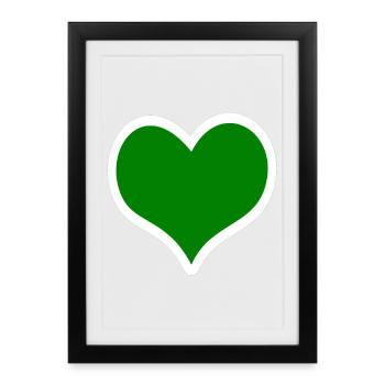 Coeur vert - Affiche encadrée (27 × 37 cm) - noir - Devant