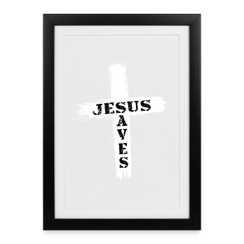 Jesus跨符号Religious Clothing Design - Framed poster (27 × 37 cm) - black - Front