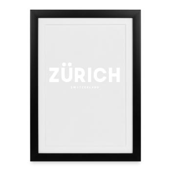 Lettrage Zurich Suisse - Affiche encadrée (27 × 37 cm) - noir - Devant