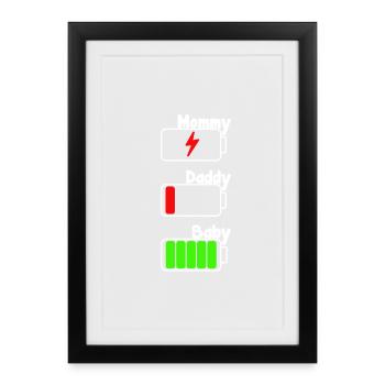 Maman, Papa Bébé Batterie Les Parents Adorent la Famille Ge - Affiche encadrée (27 × 37 cm) - noir - Devant
