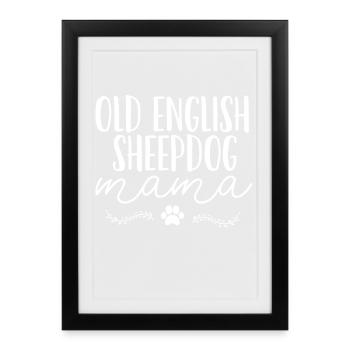 Bobtail Old English Sheepdog - Affiche encadrée (27 × 37 cm) - noir - Devant