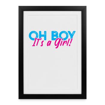 Gender Reveal Party Grossesse Baby Shower - Affiche encadrée (27 × 37 cm) - noir - Devant