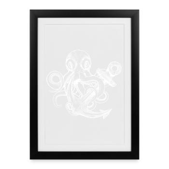Kraken Anchor North Sea Sailor Northern Lights - Affiche encadrée (27 × 37 cm) - noir - Devant