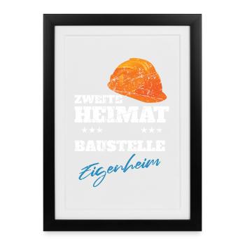 Eigenheim Haus Traumhaus - Bauherr Bauherrin - Gerahmtes Poster (27 × 37 cm) - Schwarz - Vorne