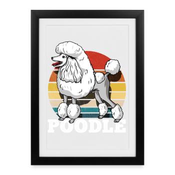 Caniche Rétro - Affiche encadrée (27 × 37 cm) - noir - Devant