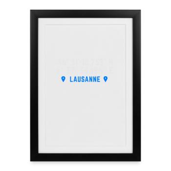 Coordonnées de Lausanne - Affiche encadrée (27 × 37 cm) - noir - Devant