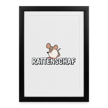 Rattenschaf - Schafe - Wolle - Gerahmtes Poster (27 × 37 cm) - Schwarz - Vorne