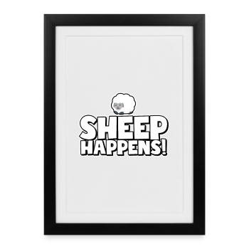 Les moutons arrivent! - Affiche encadrée (27 × 37 cm) - noir - Devant