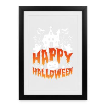 Happy Halloween Spooky House Scene - Framed poster (27 × 37 cm) - black - Front