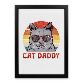 Chats père chat - Affiche encadrée (27 × 37 cm) - noir - Devant