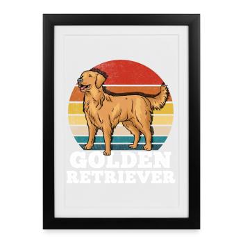 Golden retriever - Affiche encadrée (27 × 37 cm) - noir - Devant