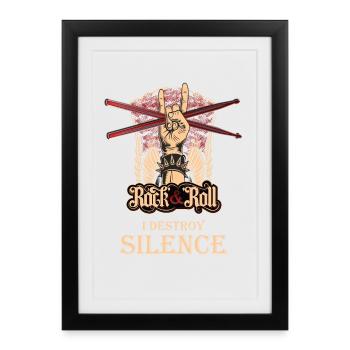 I destroy Silence, drummer, drummer, drums, drums - Framed poster (27 × 37 cm) - black - Front