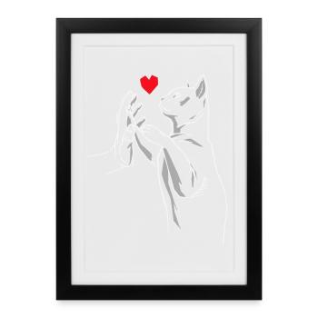 Stubentiger Chat Chat Chats Miaou Chat Amour - Affiche encadrée (27 × 37 cm) - noir - Devant