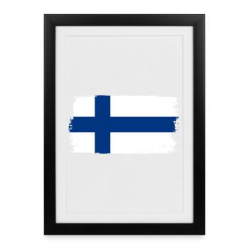 Drapeau de la Finlande - Affiche encadrée (27 × 37 cm) - noir - Devant