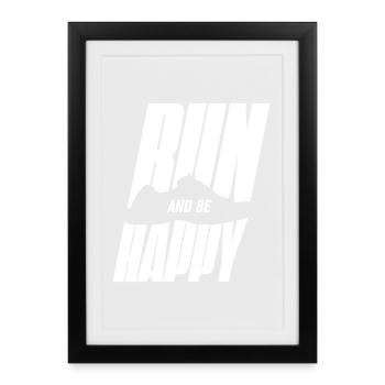 Glücklich Laufen  - Gerahmtes Poster (27 × 37 cm) - Schwarz - Vorne