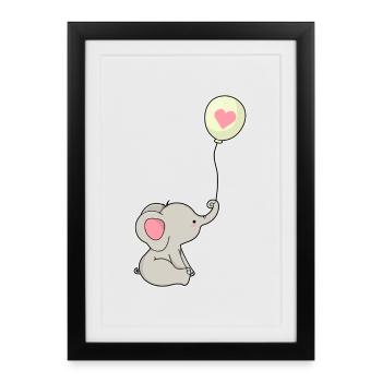 Ballon éléphant - Affiche encadrée (27 × 37 cm) - noir - Devant
