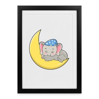 Lune éléphant - Affiche encadrée (27 × 37 cm) - noir - Devant