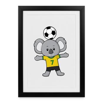 Joueur de football Koala Football - Affiche encadrée (27 × 37 cm) - noir - Devant