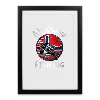 Pêche en Norvège - Affiche encadrée (27 × 37 cm) - noir - Devant
