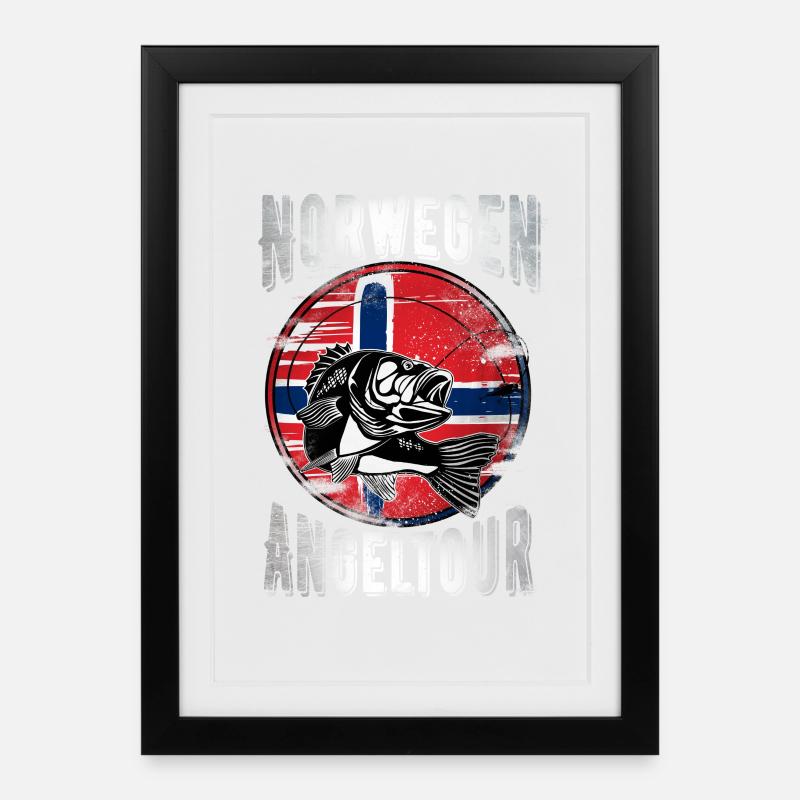 Norwegen Angeltour - Gerahmtes Poster (27 × 37 cm) - Schwarz