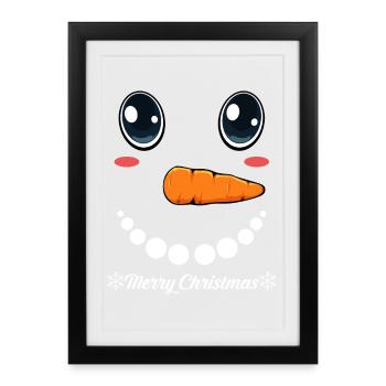 Cute snowman face with Merry Christmas - Framed poster (27 × 37 cm) - black - Front