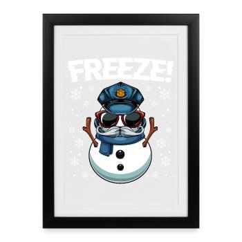 Capitaine Frost Snowman Police Noël - Affiche encadrée (27 × 37 cm) - noir - Devant