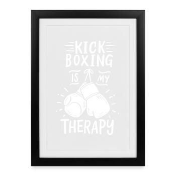 Kickboxing Kickboxeur - Affiche encadrée (27 × 37 cm) - noir - Devant