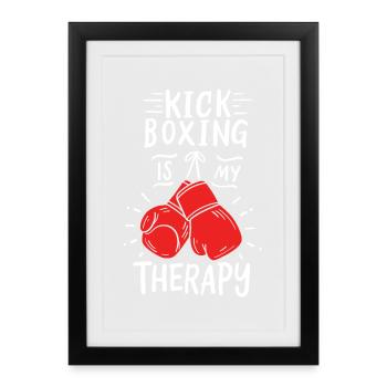 Kickboxing kickboxeur - Affiche encadrée (27 × 37 cm) - noir - Devant