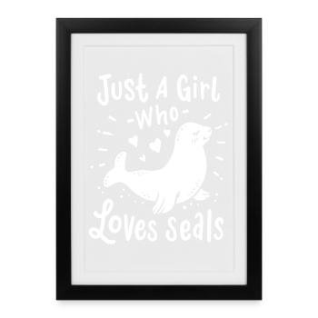 Phoque lion de mer - Affiche encadrée (27 × 37 cm) - noir - Devant