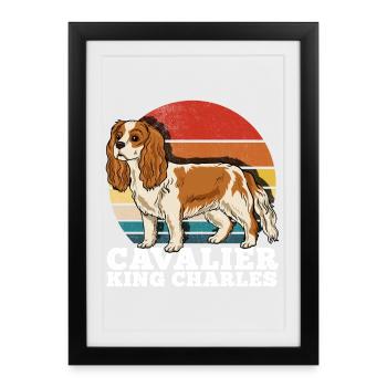 Cavalier King Charles - Affiche encadrée (27 × 37 cm) - noir - Devant