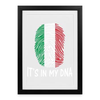 drapeau de l'Italie empreinte digitale ADN drapeau de l'Italie - Affiche encadrée (27 × 37 cm) - noir - Devant