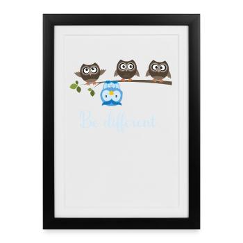 Be Different Owl - Framed poster (27 × 37 cm) - black - Front