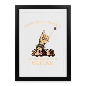 Never underestimate an old man with a Guitar - Framed poster (27 × 37 cm) - black - Front