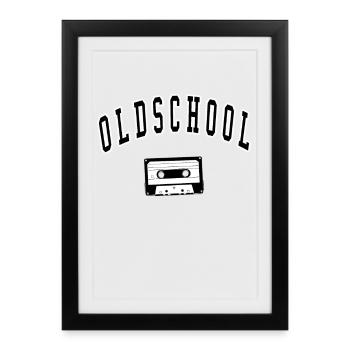 Motif rétro cassette oldschool - Affiche encadrée (27 × 37 cm) - noir - Devant