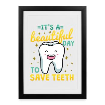 Dentiste Assistant dentaire Hygiéniste dentaire - Affiche encadrée (27 × 37 cm) - noir - Devant