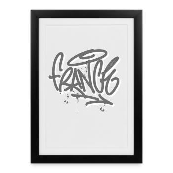 France graffiti - Framed poster (27 × 37 cm) - black - Front