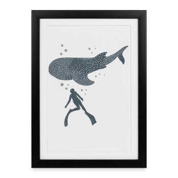 Whale Shark Freediver - Framed poster (27 × 37 cm) - black - Front