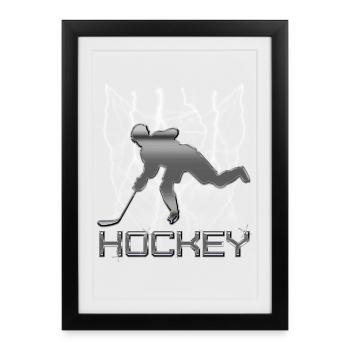 Hockey sur glace - Affiche encadrée (27 × 37 cm) - noir - Devant
