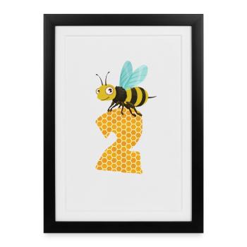 Honey Bee Number Two 2nd Birthday - Framed poster (27 × 37 cm) - black - Front